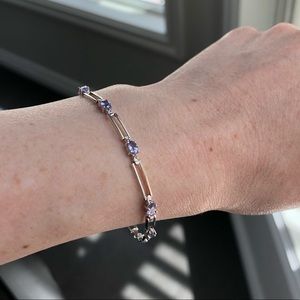 14K white gold tanzanite and diamond bracelet